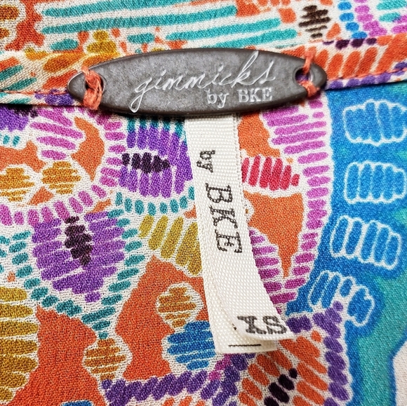 NEW Gimmicks by BKE All Over Paisley Print Orange Bohemian Top Blouse Summer - Picture 6 of 7